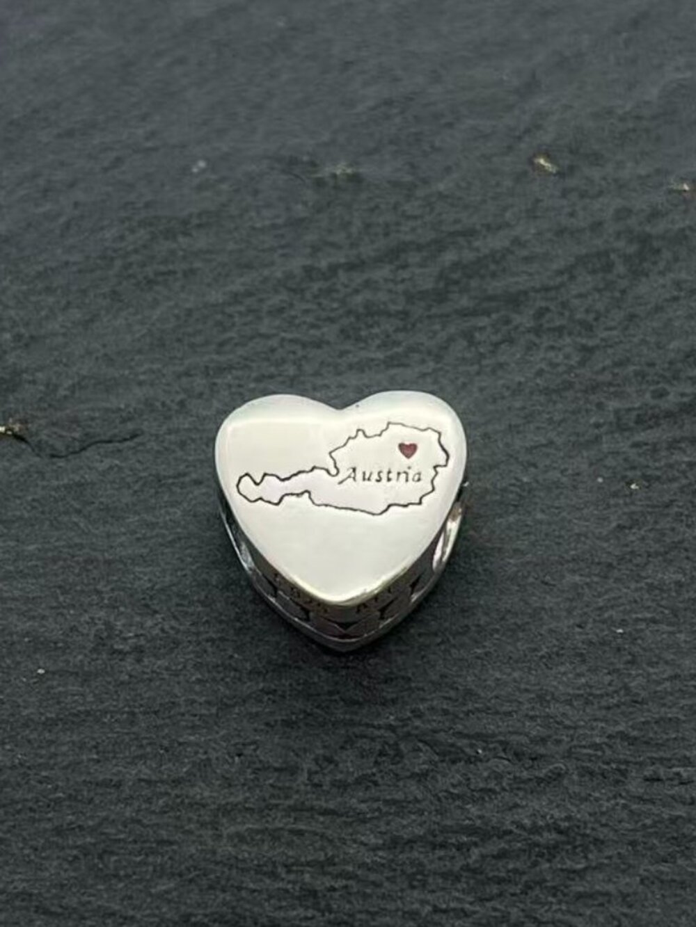 Pandora Austria Map Heart Charm Sterling Silver Jewelry